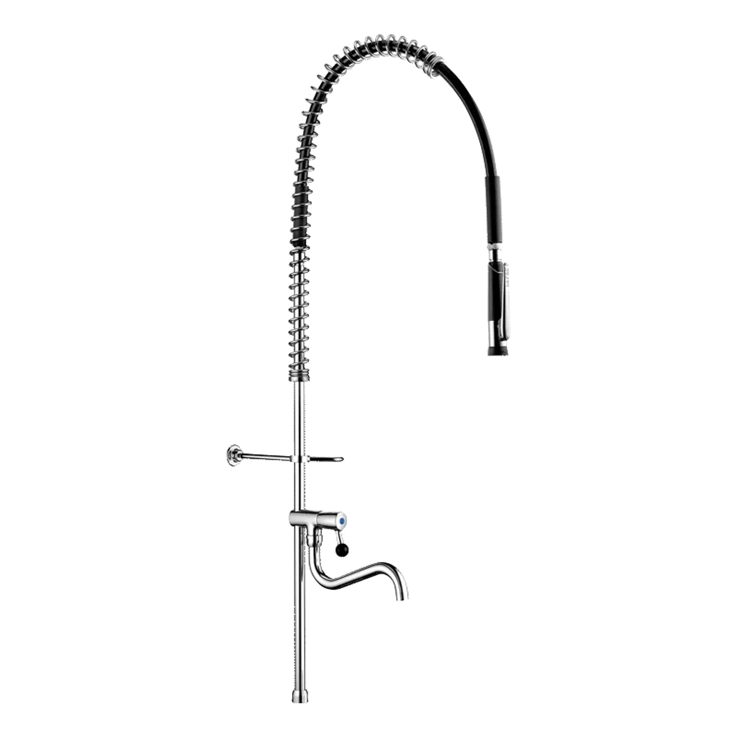 Delabie Geschirrspülbrause-Garnitur schwarz 433010 ohne Armatur, Auslaufrohr 200 mm, Steigrohr,ang