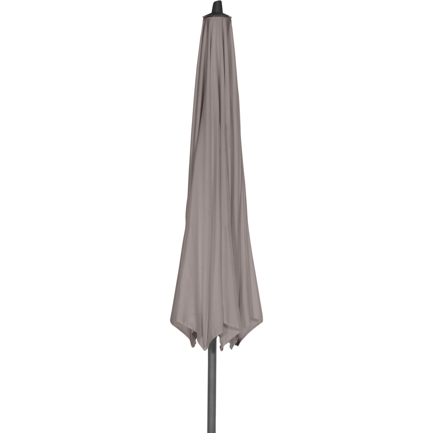 Geschlossener Siena Garden Marktschirm, Ø 350 cm, Taupe, mit Kurbelmechanik.
