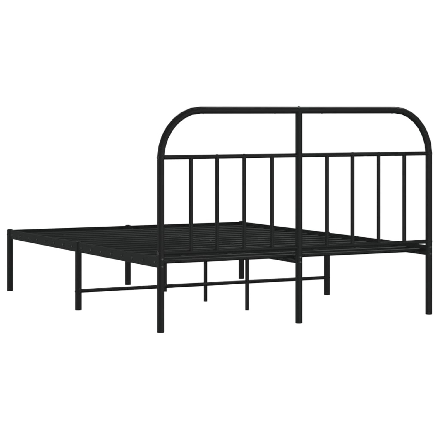 Schwarzes Metall Bettgestell 140x190 cm mit Kopfteil für Schlafzimmer.