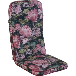 Angerer Stuhlauflage Hoch Dresden Schwarz Blumen für Gartenstuhl, mit floralem Muster.