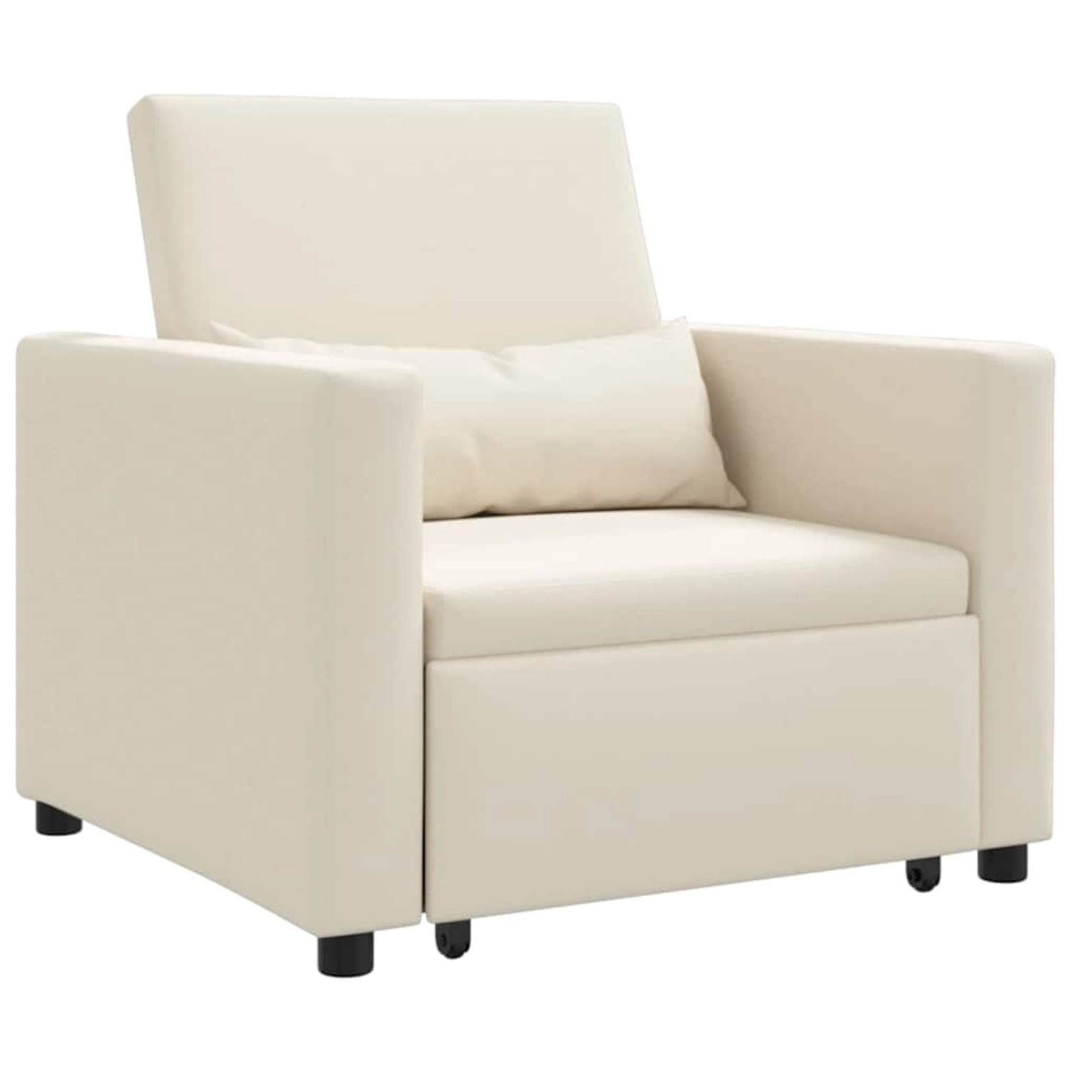 vidaXL Einzel-Schlafsofa mit Rädern Cremeweiß 90 x 165 x 87 cm Stoff 42002696