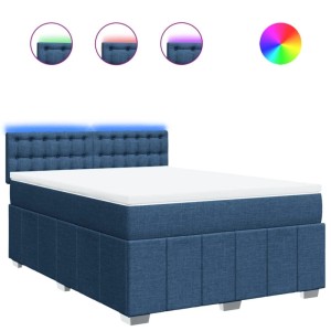 vidaXL Boxspringbett mit Matratze Blau 160x200 cm Stoff 3289439