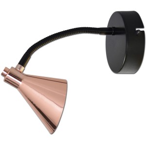 Kupferfarbene LED-Wandleuchte Sudschuk, 23 cm hoch, mit flexiblem Arm für individuelle Beleuchtung.