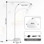 CCLIFE LED E27 Stehlampe Stehleuchte Bogenlampe Höhenverstellbar 145-220cm Weiß_2