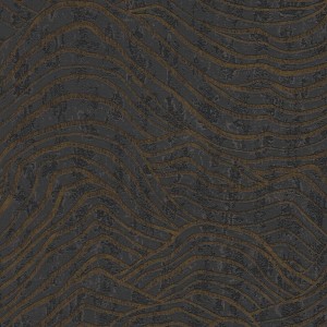 Bricoflor Vliestapete mit Wellenmuster in Schwarz und Gold mit Metallic-Effekt.