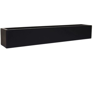 Anthrazitfarbener Vivanno Pflanzkasten Flobo, 100x17x15 cm, aus Fiberglas.