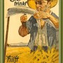 Nostalgic-Art Blechpostkarte mit Bauernmotiv und dem Spruch 'Wer Bier trinkt hilft der Landwirtschaft'.