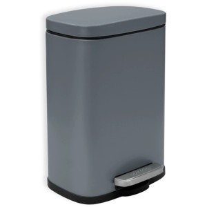 Spirella Akira Kosmetikeimer, 5 l, Grau Matt, mit Fußpedal und Softclose-Automatik.