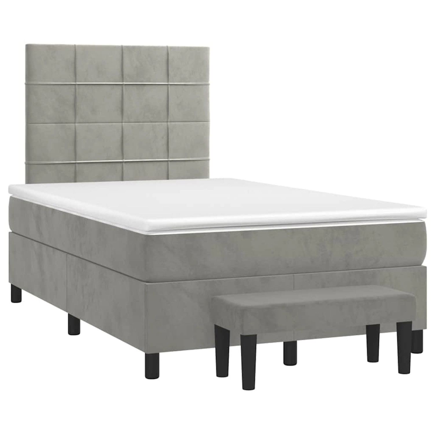 vidaXL Boxspringbett mit Matratze Hellgrau 120x190 cm Samt 3270469 günstig online kaufen