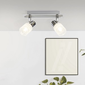 Brilliant LED-Spotbalken Lea, 2-flammig, Chrom/Weiß. Deckenleuchte mit zwei schwenkbaren Spots.