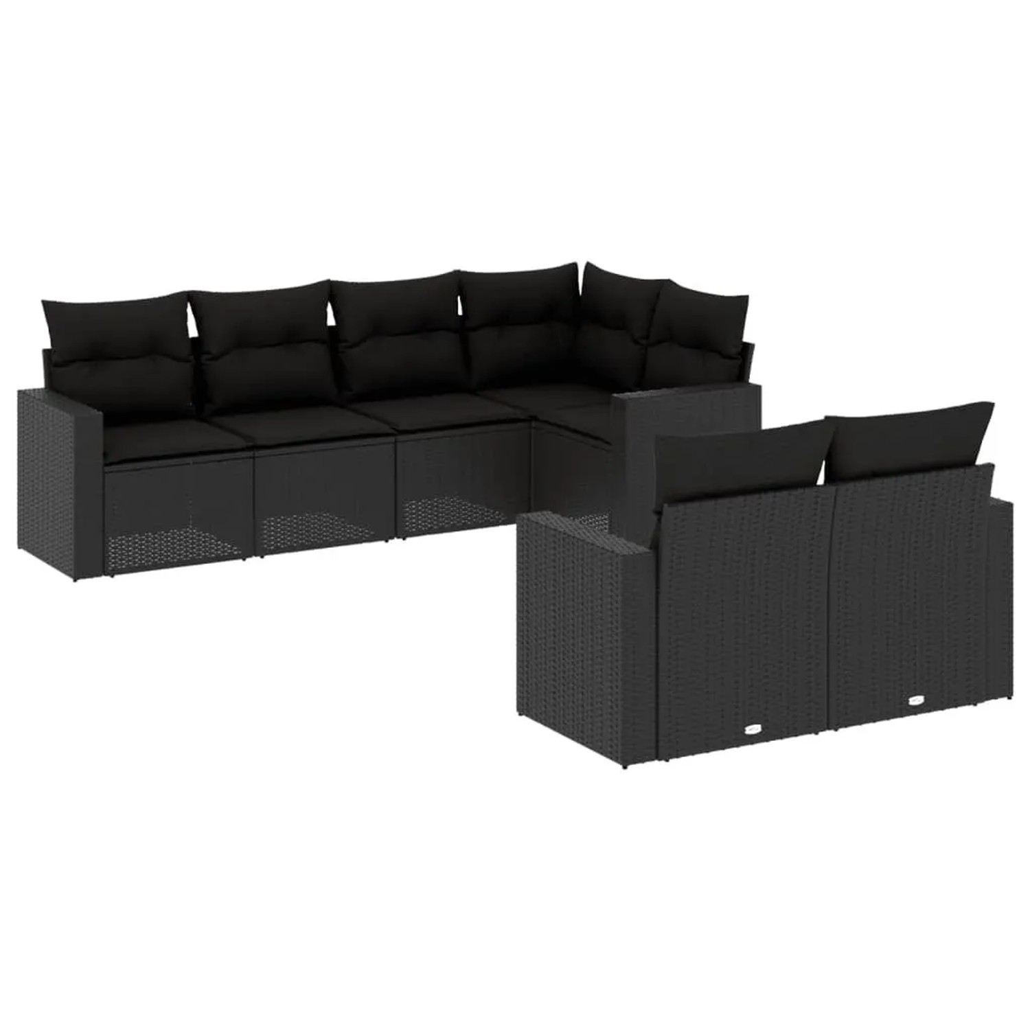 vidaXL 7-Tlg Garten-Sofagarnitur mit Kissen Schwarz Poly Rattan 3251542 günstig online kaufen