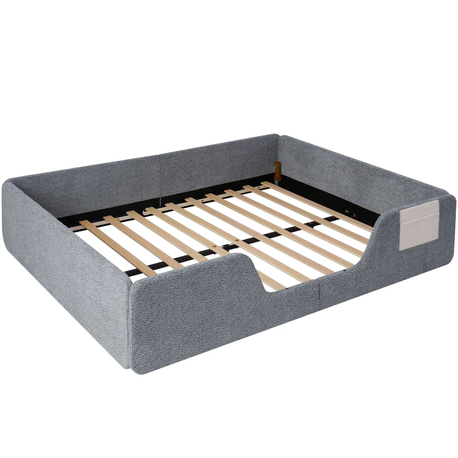 okwish Polsterbett 140x190cm mit Sicherheitsgitter Kinderzimmer Grau ohne Matratze