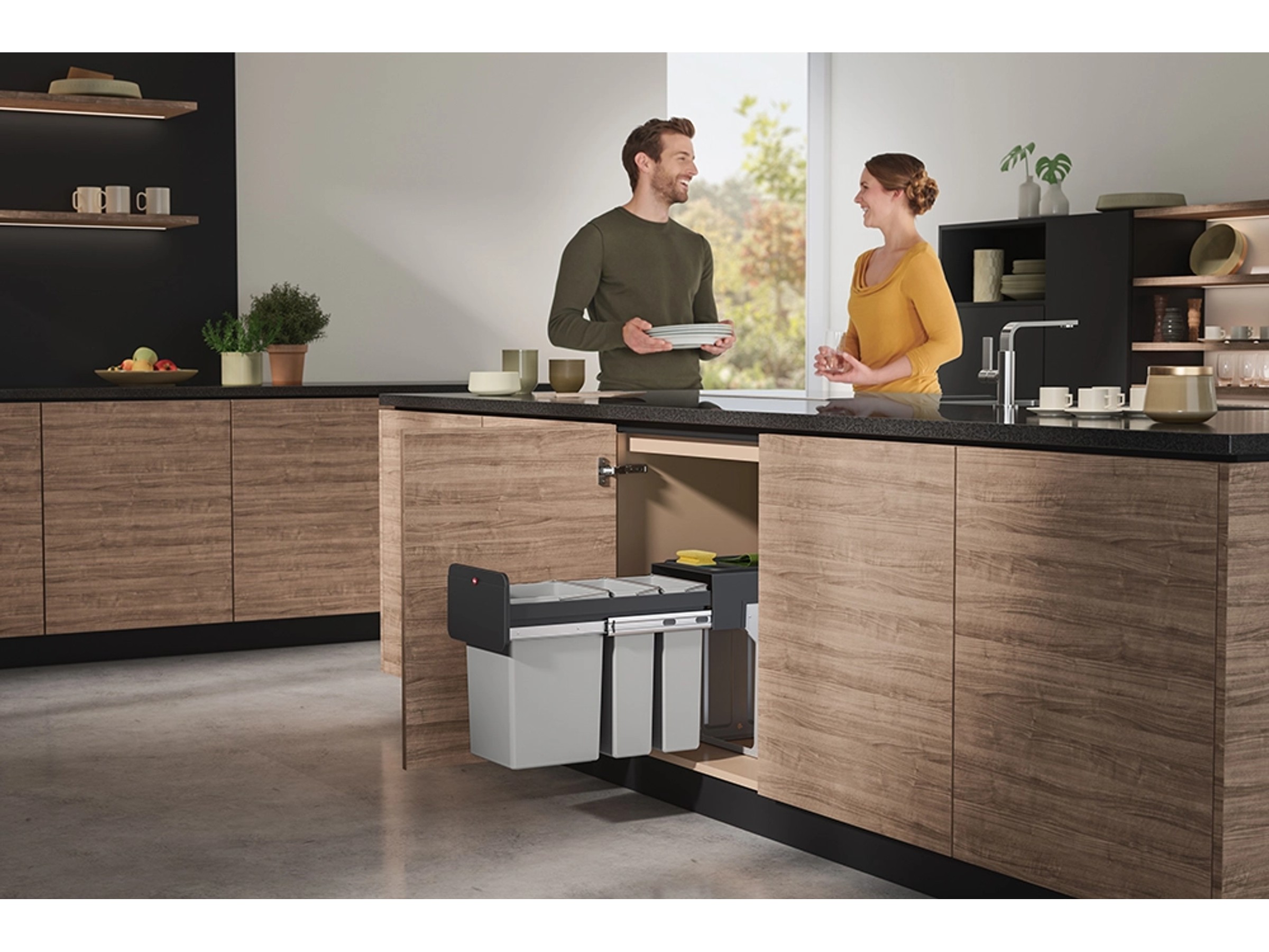 Hailo Mülleimer Einbau Abfalleimer Triple XL Für 80er Schränke Mit Frontauszug