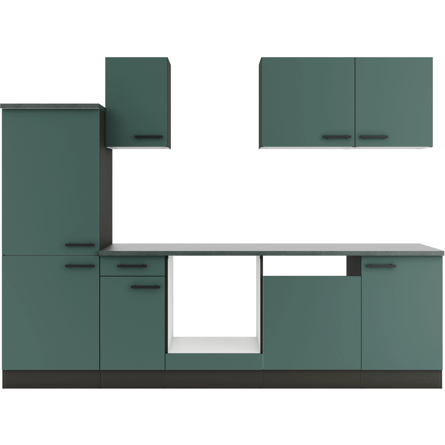 OPTIFIT Verona405 Küchenzeile 270 cm ohne E-Geräte Steingrün günstig online kaufen