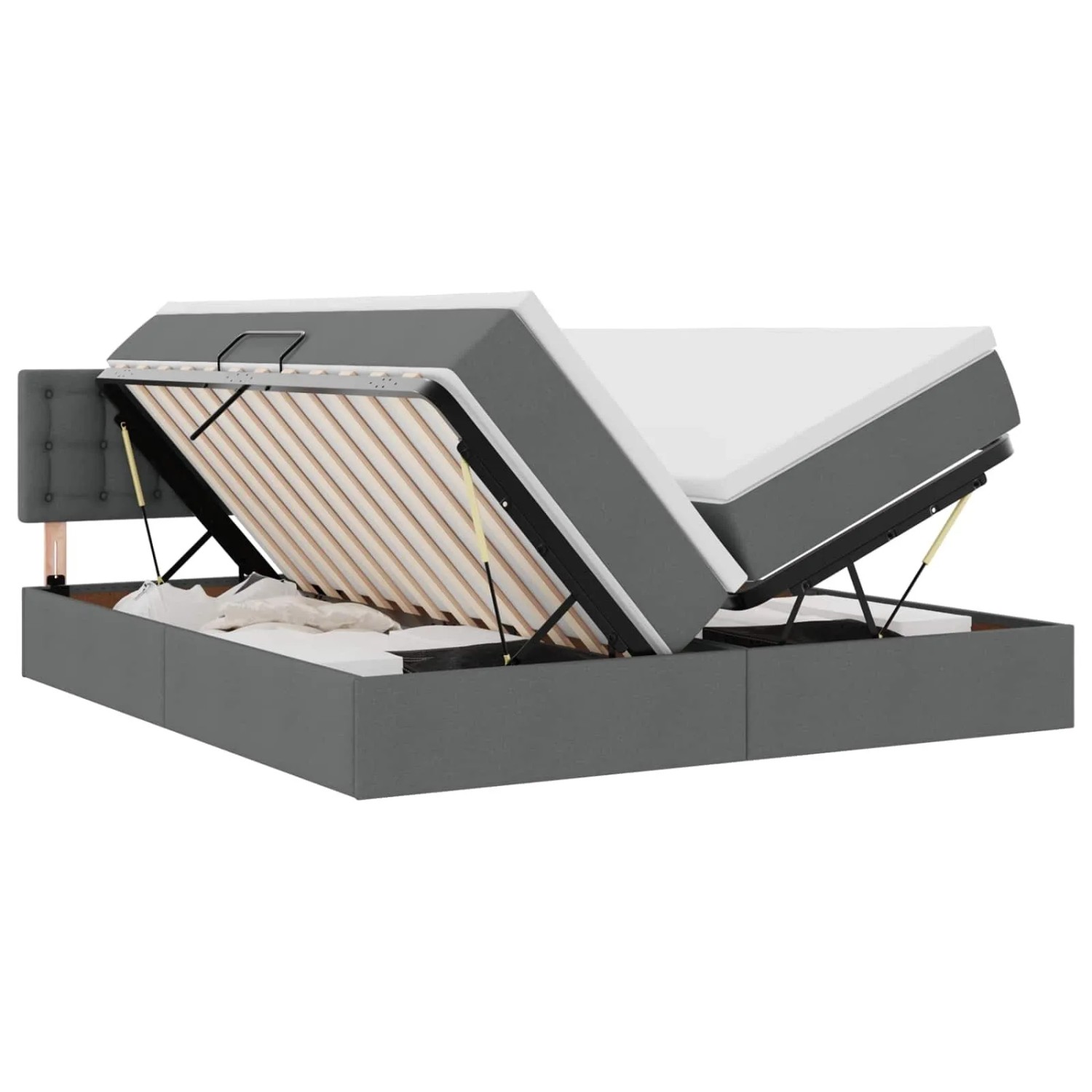 vidaXL Bett mit LED-Lichtleisten Dunkelgrau 180 x 200 cm Stoff 3371586