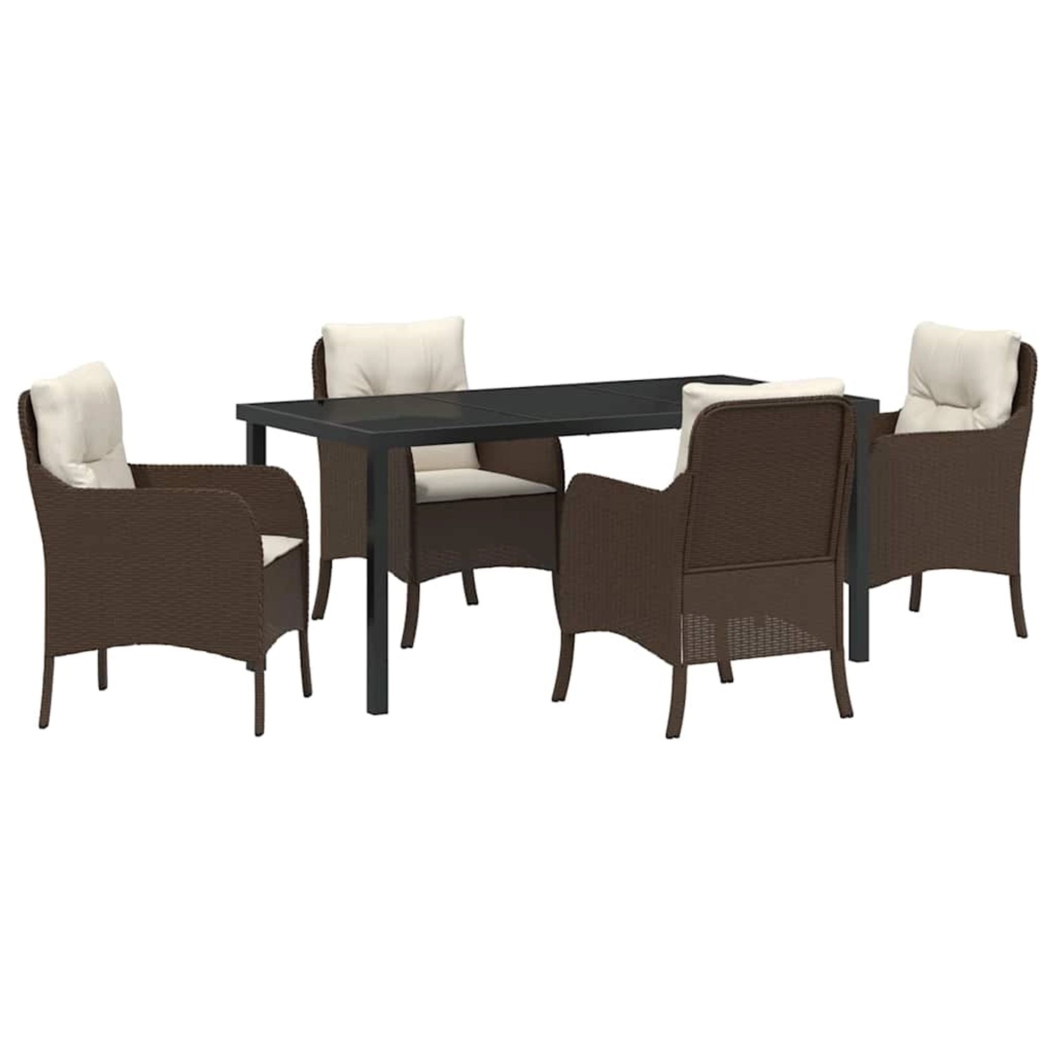 vidaXL 5-Teilige Garten-Essgruppe mit Kissen Braun Poly Rattan 3380158 günstig online kaufen