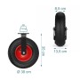 Schwarze luftbereifte Bockrolle mit roter Felge und Stahlhalterung, 35 cm hoch, 120 kg Traglast, für Schwerlast-Transport.