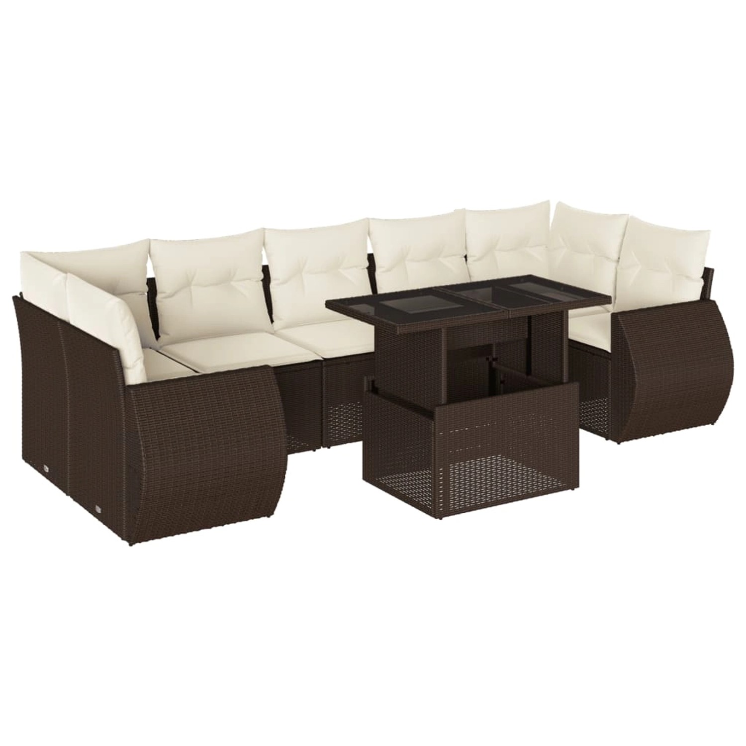 vidaXL 8-Tlg Garten-Sofagarnitur mit Kissen Braun Poly Rattan 3268413 günstig online kaufen