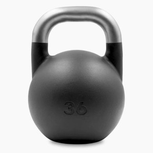 Suprfit Pro Competition Kettlebell 36 kg, dunkelgrau, mit silbernem Edelstahlgriff für Fitness.