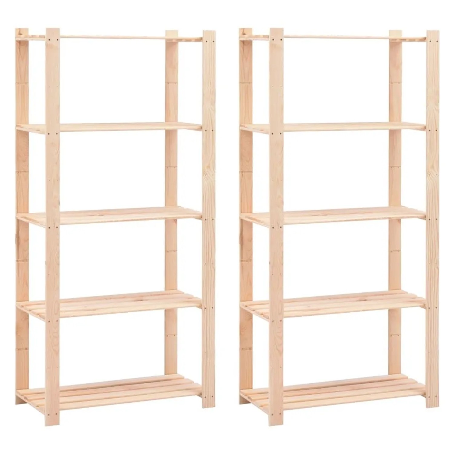vidaXL Regale 5 Böden 2 Stk 80x38x170 cm Kiefer Massivholz 250 kg 3051113