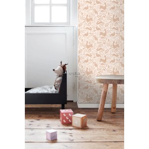 ESTAhome Tapete Wald mit Waldtieren Terrakotta 50 x 900 cm