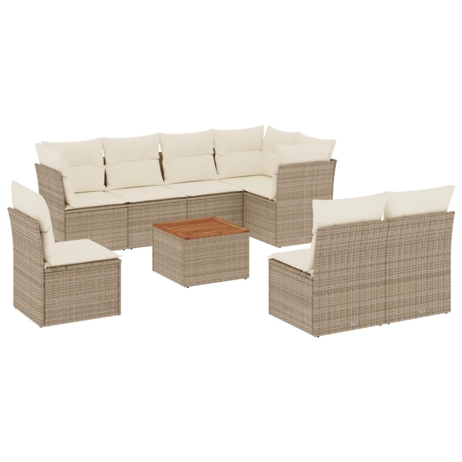 vidaXL 9-Tlg Garten-Sofagarnitur mit Kissen Beige Poly Rattan 3223685 günstig online kaufen