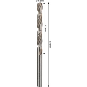 Bosch Spiralbohrer Pro Metal HSS-G, 6 mm Durchmesser, silberfarben.