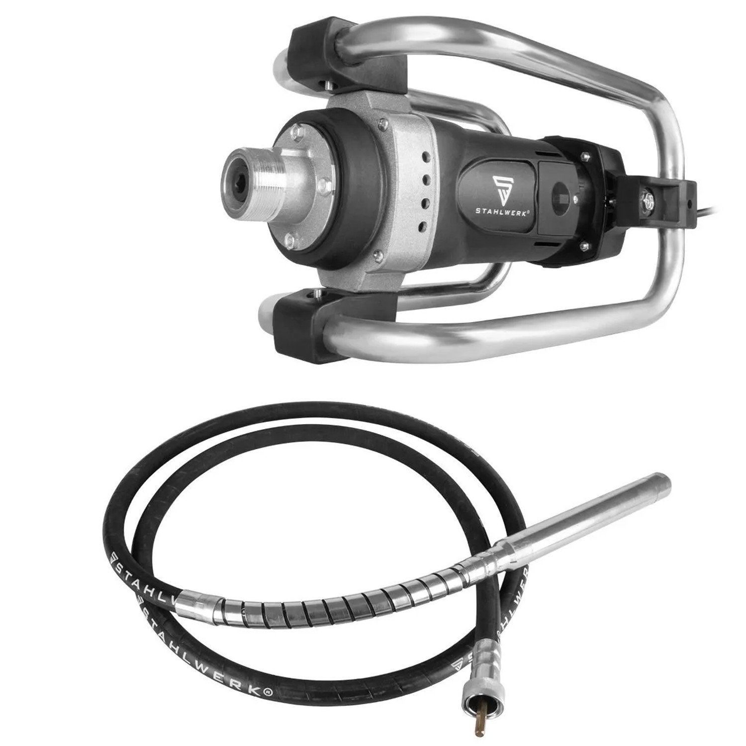 STAHLWERK Betonrüttler 1600 Watt Flaschenrüttler Set für 35 50 mm