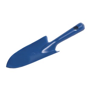 Blaue LUX Classic Handschaufel, 20 cm, aus Stahl mit Aufhängeöse für Gartenarbeiten.