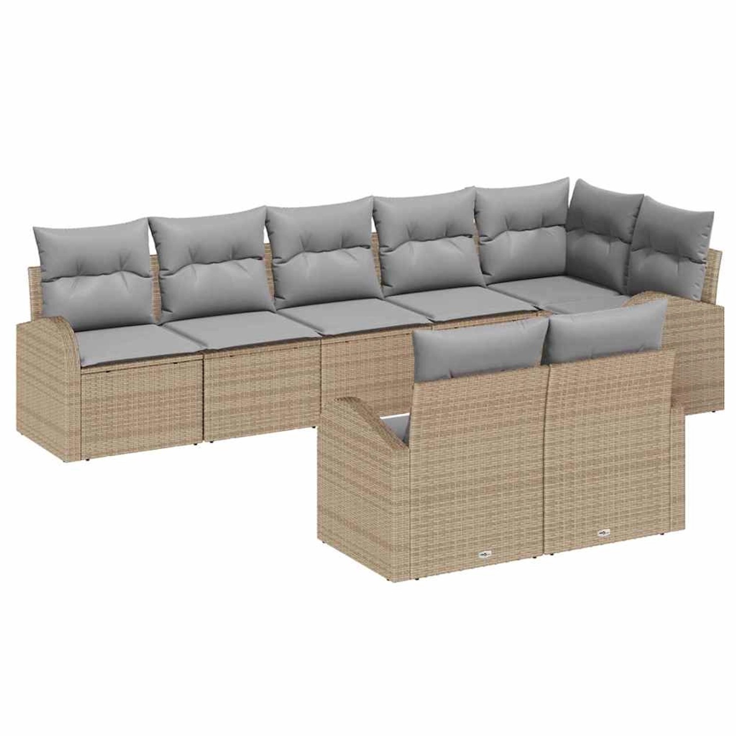 vidaXL Garten-Sofa-Set mit Kissen 8-Tlg Beige Hellgrau Poly Rattan 3354759 günstig online kaufen