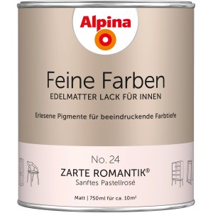Alpina Feine Farben Lack No. 24 Zarte Romantik, edelmatter Buntlack in Rosa, 750 ml Dose.
