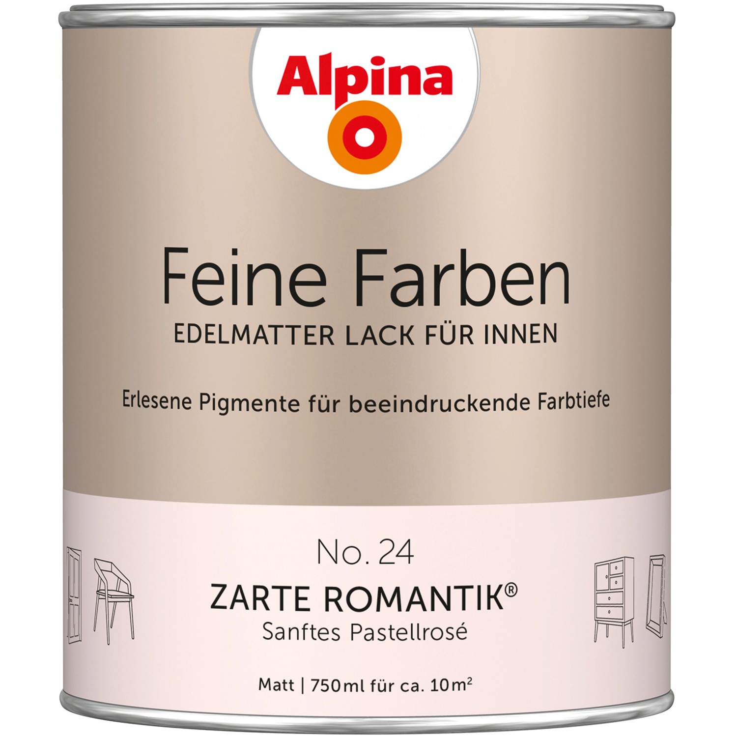 Alpina Feine Farben Lack No. 24  Zarte Romantik® Rosa edelmatt 750 ml