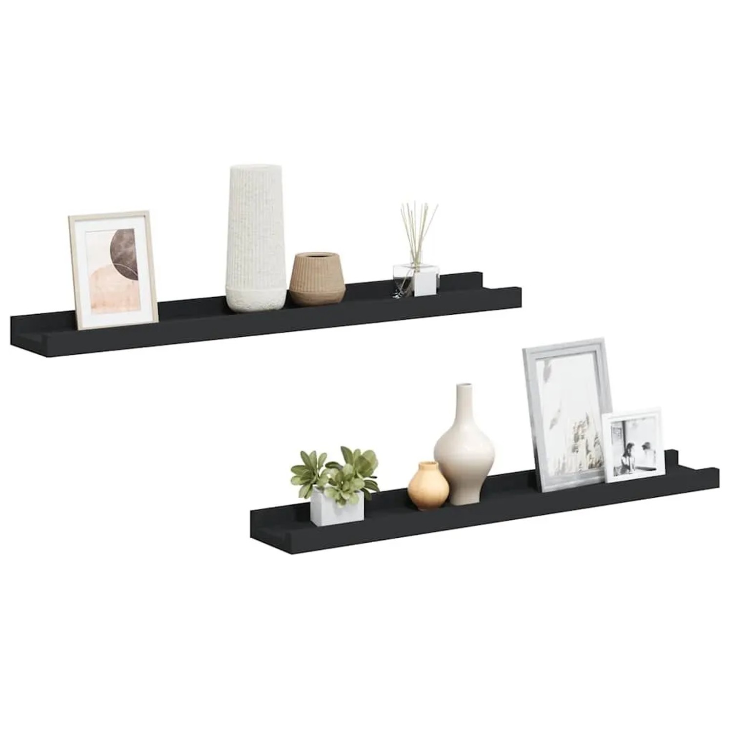 vidaXL Bilderleisten 2 Stk Schwarz 60x9x3 cm MDF 323932