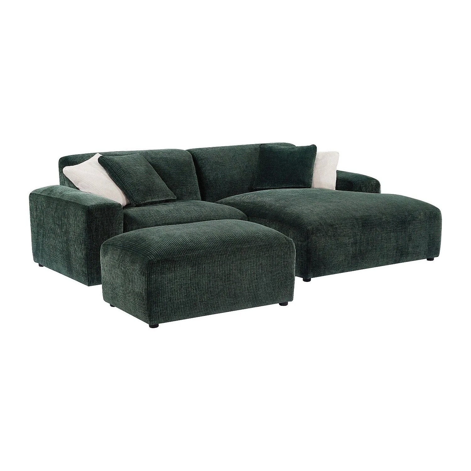 Vente-unique Sofa Ohne Schlafmöglichkeit Tirono Tannengrün 99 cm  254 cm