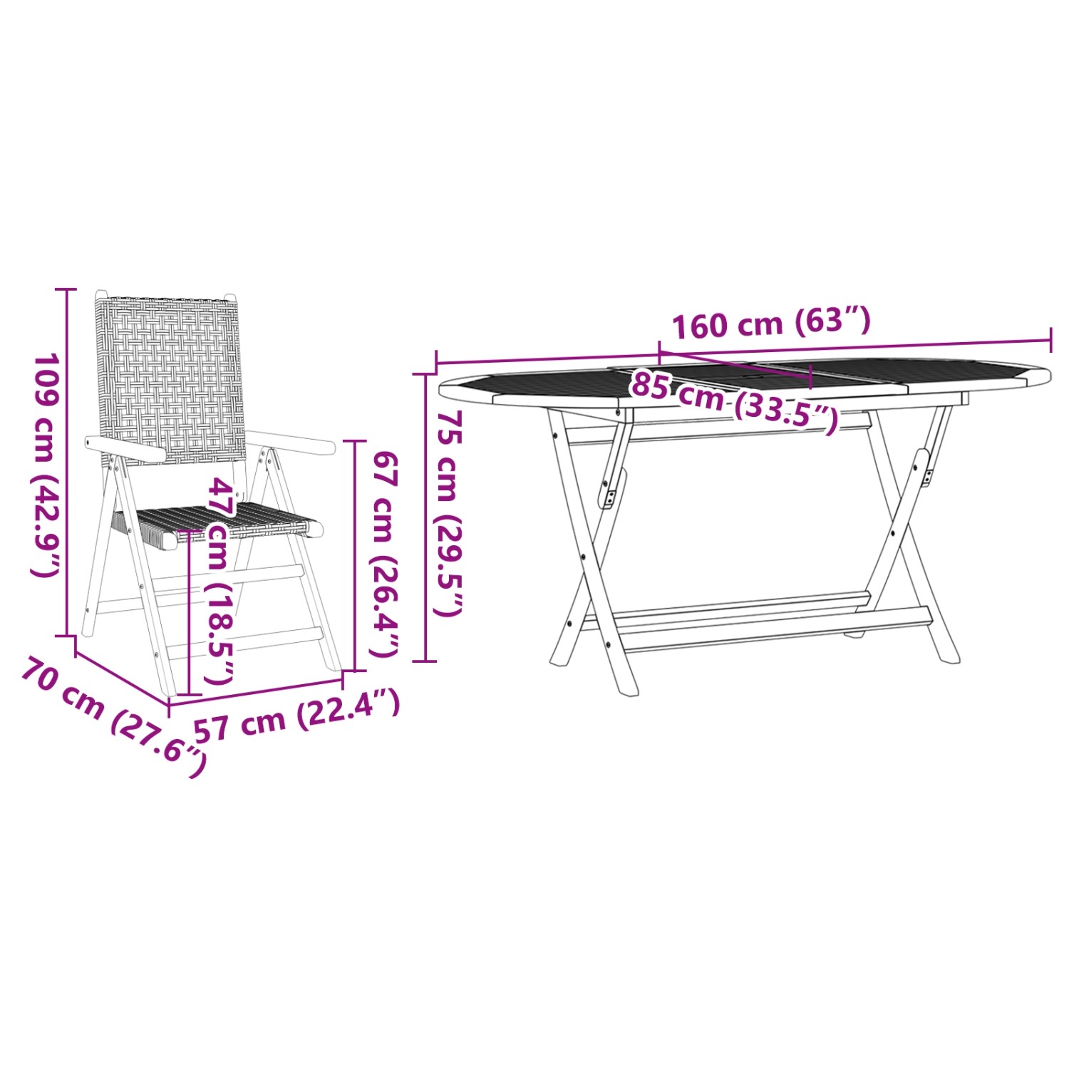 vidaXL 5-teiliges Garten-Esszimmer-Set aus Akazienholz und Polyrattan, grau. Gartentisch und Stühle.