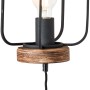 Wandleuchte Tosh im Antik-Look mit Holz und schwarzem Metall, inklusive Zuleitung.