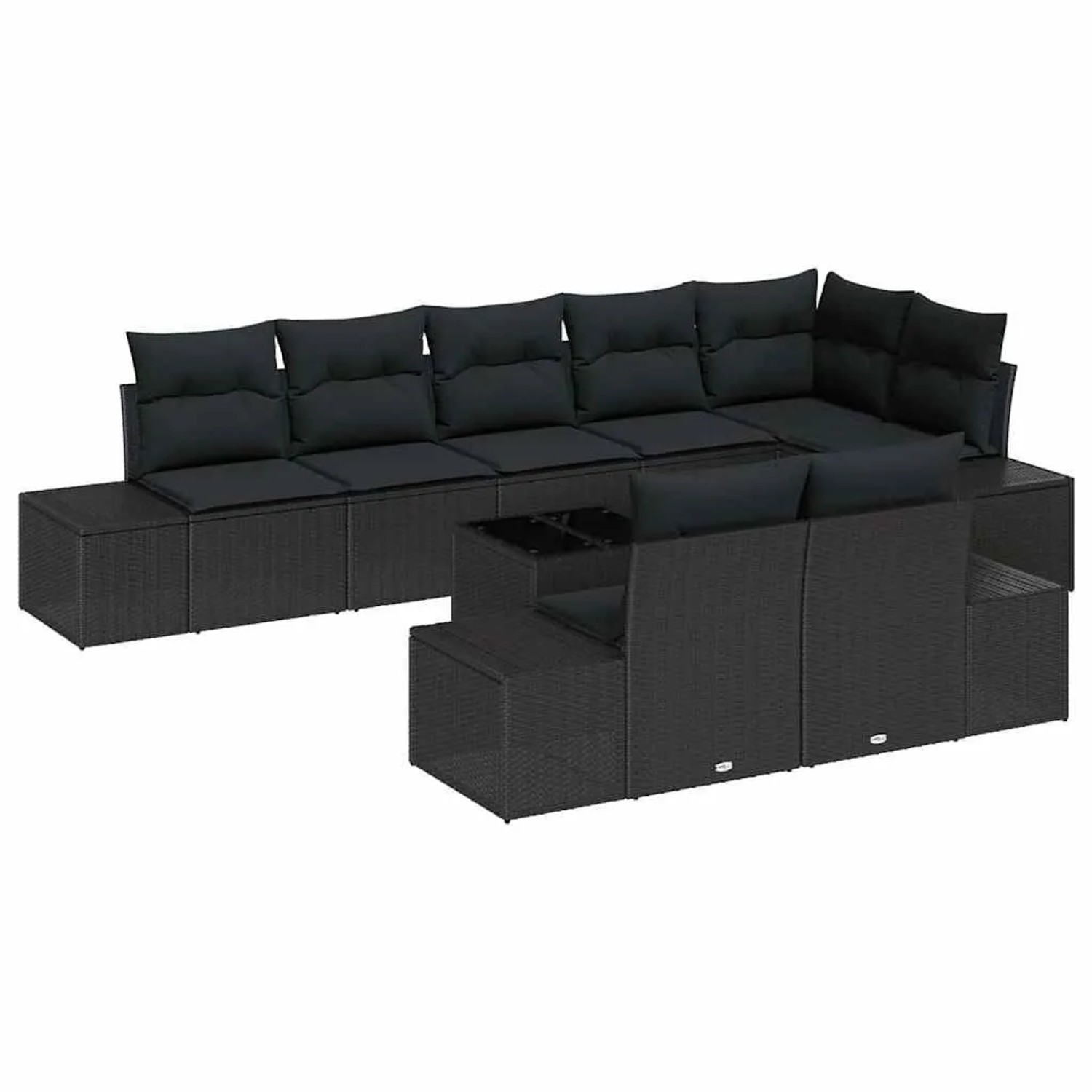 vidaXL Gartensofa-Set mit Speicher Schwarz Poly Rattan 3355792