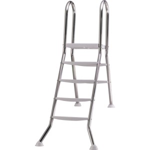 Steinbach Aufstellbeckenleiter aus Edelstahl mit 4+2 Stufen für Pools bis 120cm Höhe.
