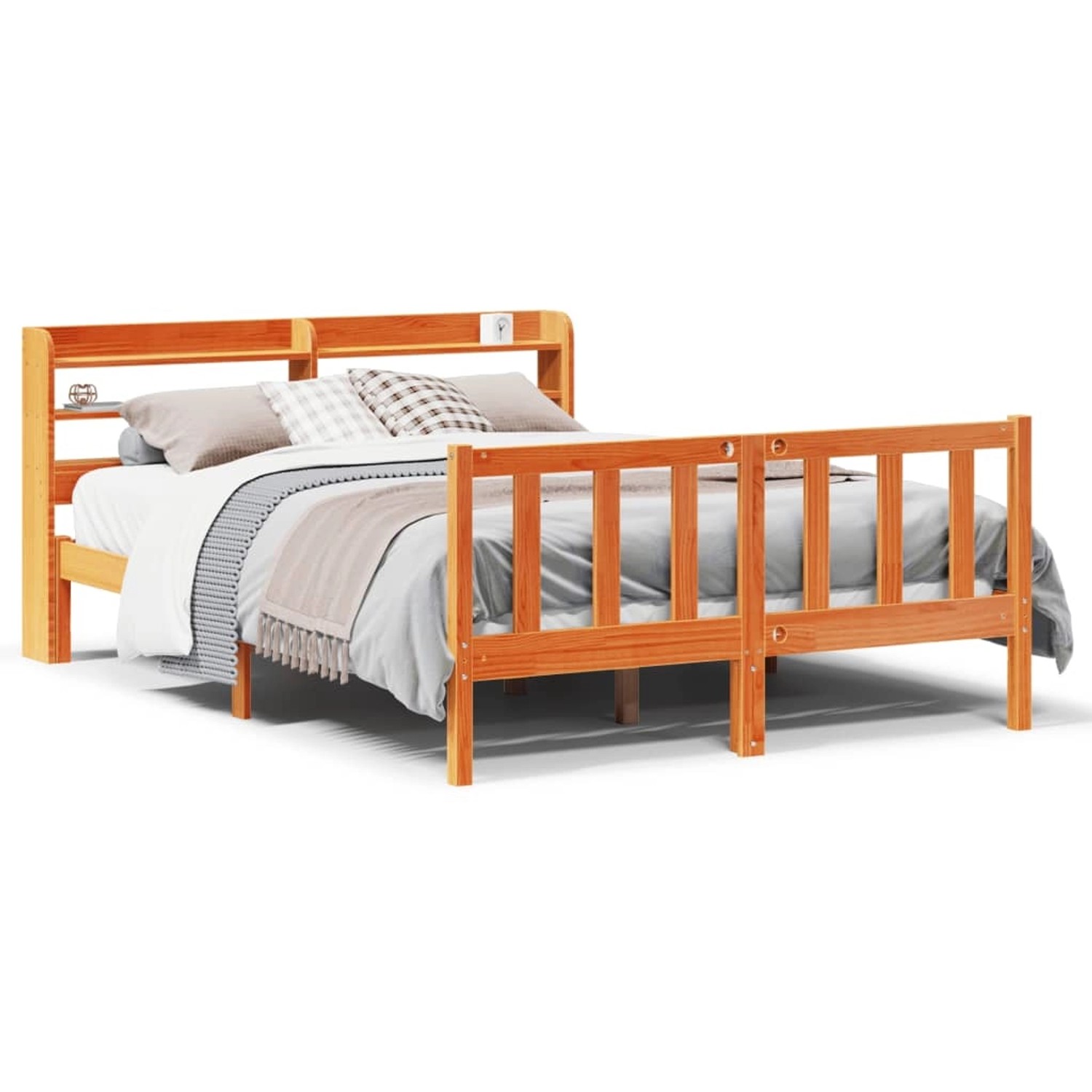 vidaXL Bettgestell mit Kopfteil ohne Matratze Wachsbraun 140x190 cm 3306594 günstig online kaufen