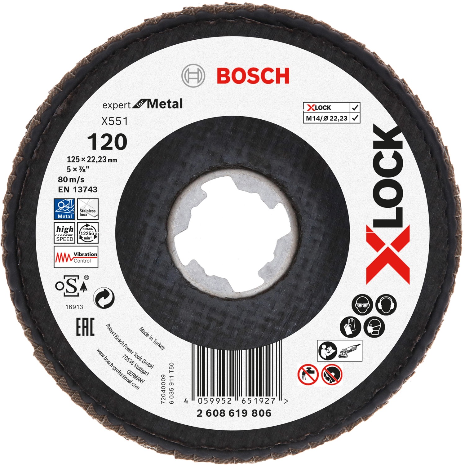 Thumbnail - Bosch Fächerschleifscheibe X-Lock X551 Ø 125 mm x 22,23 mm K120