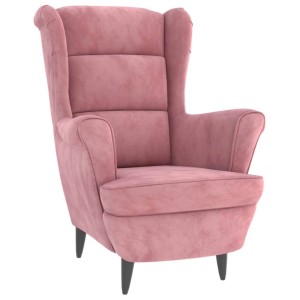 vidaXL Ohrensessel mit Hocker Rosa Samt 3115935
