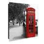 Großer, schwarzer Schlüsselkasten mit London-Motiv (rote Telefonzelle), 50 Haken, beschreibbar, magnetisch.