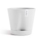 Weißer Ecopots Pflanztopf Venice 2, 30 cm, mit Untersetzer für Innen- und Außenbereiche.