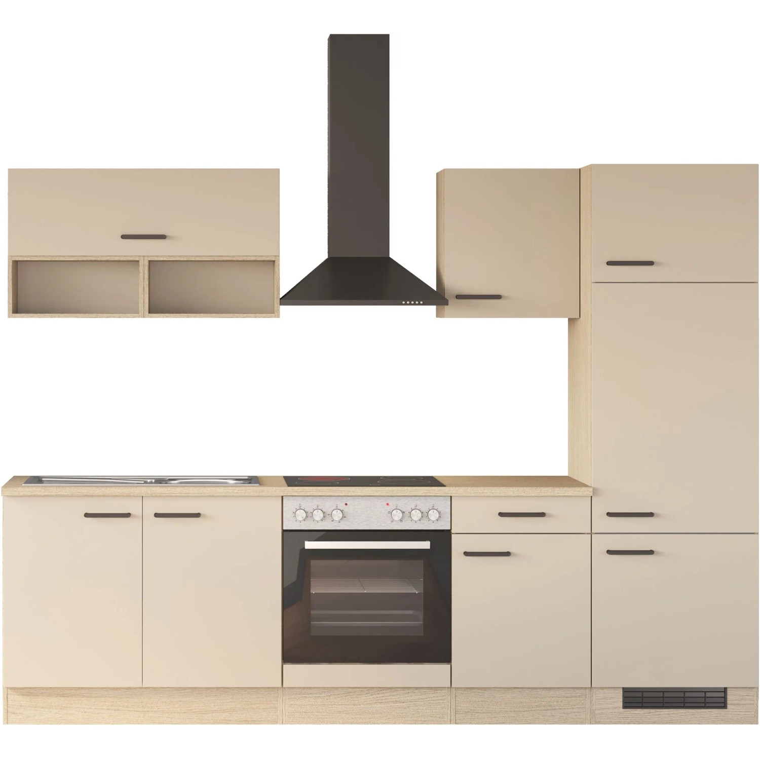 Flex-Well Exklusiv Küchenzeile 2232 Creso 270 cm Cashmere Matt - Provence Oak