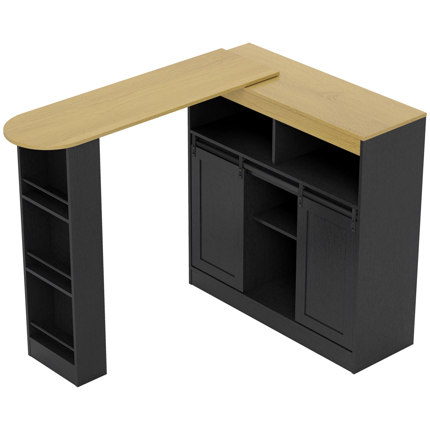 HOMCOM Ausziehbarer Bartisch Spanplatte MDF 187,5L x 35B x 105H cm Schwarz günstig online kaufen