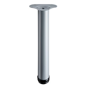 Hettich Tischbein, Ø 60 mm, 400 mm hoch, in Aluminium-Optik mit Montageplatte.