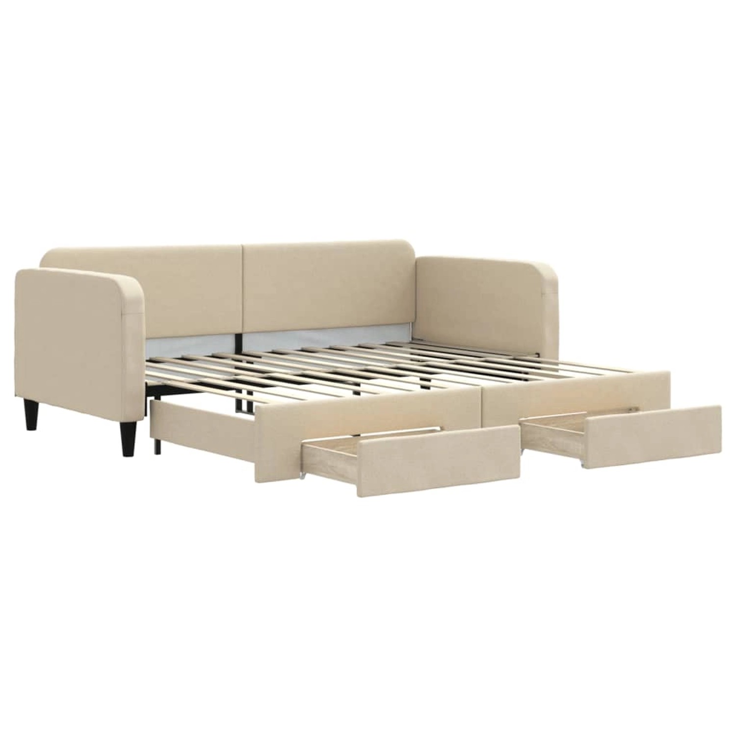 vidaXL Tagesbett Ausziehbar mit Schubladen Creme 90x200 cm Stoff1909266 günstig online kaufen