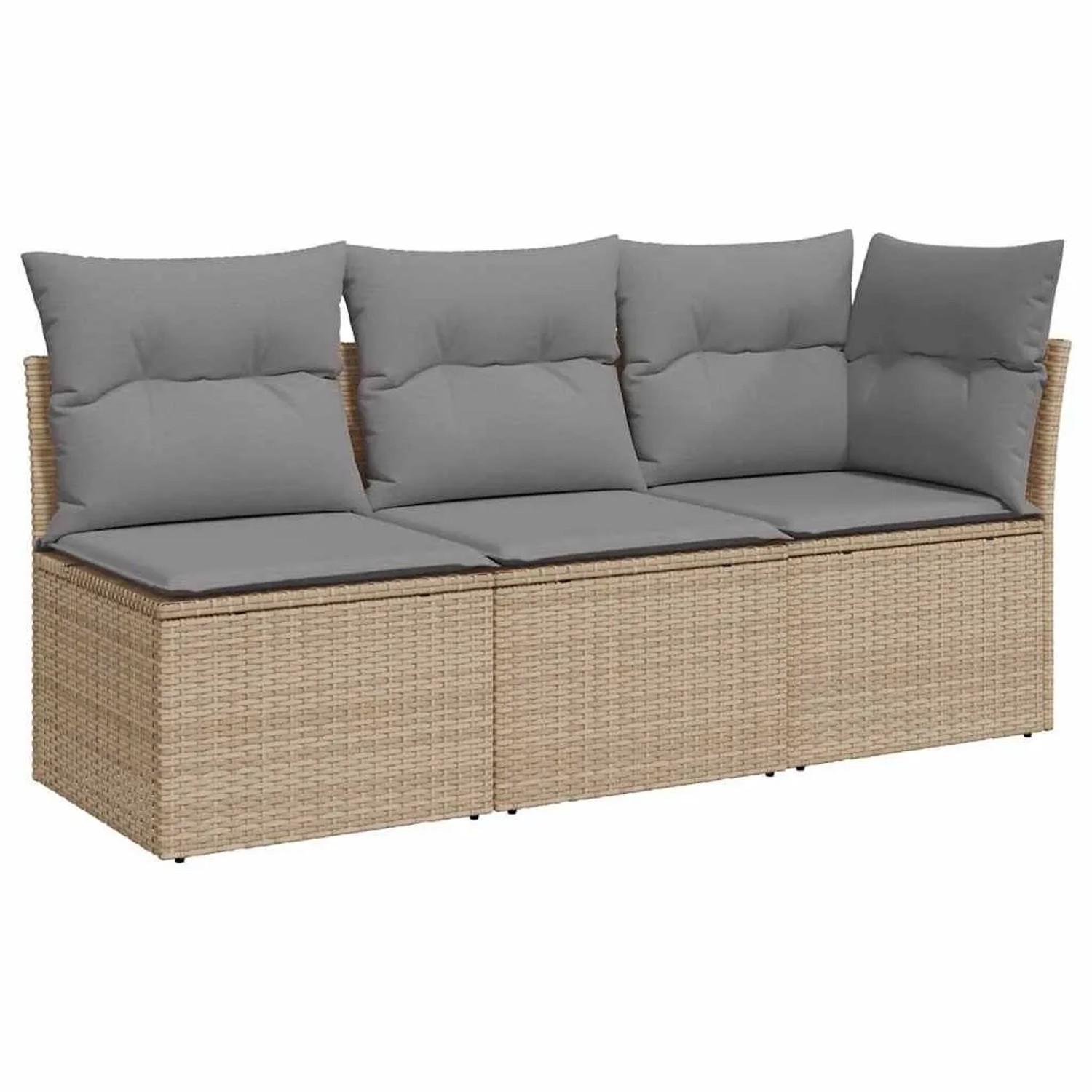 vidaXL Gartensofa mit Kissen 3-Sitzer Beige Poly Rattan 366103 günstig online kaufen