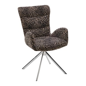 Mömax Drehsessel Liam Leoprint Schwarz/Chromfarben