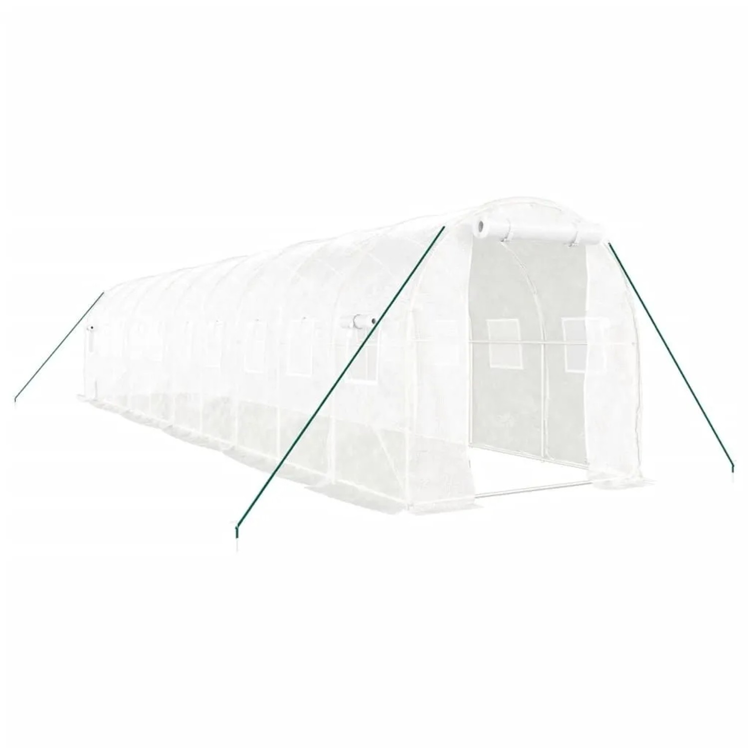 vidaXL Gewächshaus mit Stahlrahmen Weiß 20 m² 10x2x2 m 3188031
